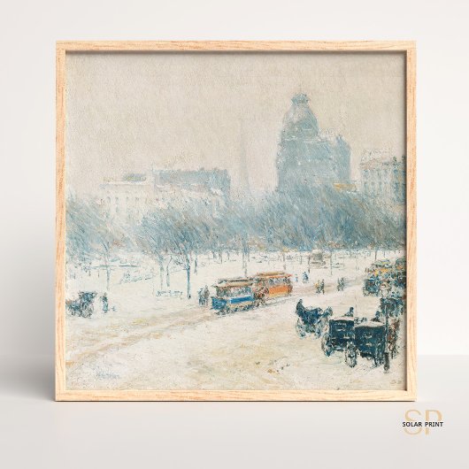 Poster Enfant Hassam hiver en Union Carré peinture art