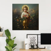 Poster Enfant Jésus avec des fleurs Catholique Religieux (Bureau à domicile)