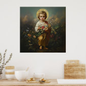 Poster Enfant Jésus avec des fleurs Catholique Religieux (Cuisine)
