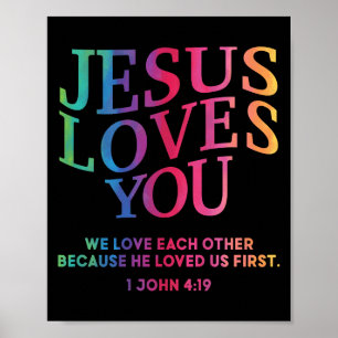 Poster Enfant Jésus t'aime Blanc chrétien Dieu Fils Si