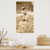 Poster enfant jouant à l'affiche de baseball (Cuisine)