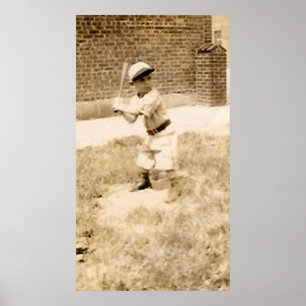 Poster enfant jouant à l'affiche de baseball