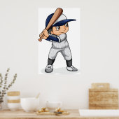 Poster Enfant Jouant Au Baseball (Cuisine)