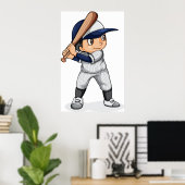 Poster Enfant Jouant Au Baseball (Bureau à domicile)
