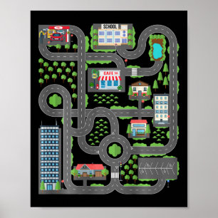 Poster Enfant Jouer Des Voitures Sur Papa Ck Course Piste
