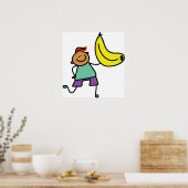 Poster Enfant Joueur tenant une grande banane jaune (Cuisine)