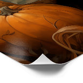 Poster Enfant Mignonne Tenant Une Automne Citrouille Auto (Coin)