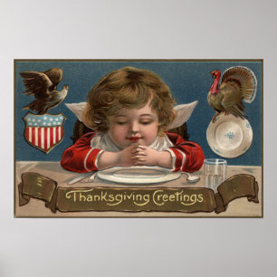 Poster Enfant priant à la Dîner-Table