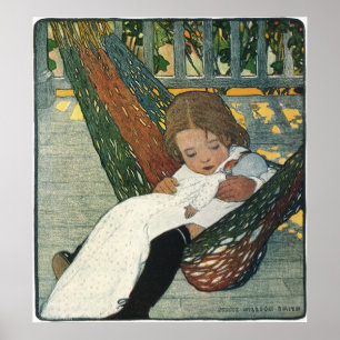 Poster Enfant vintage avec poupée par Jessie Willcox Smit