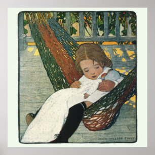 Poster Enfant Vintage avec une poupée par Jessie Willcox