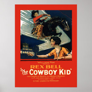 Poster Enfant vintage de cowboy de Rex Bell de publicité