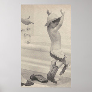 Poster Enfant vintage se baigner