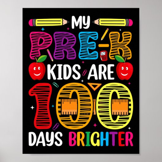 Poster Enfants 100 Jours D'Enseignant Étudiant (Devant)