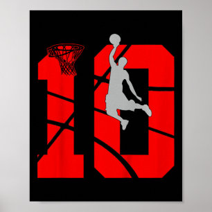Poster Enfants 10 ans 10e anniversaire de basket-ballLa
