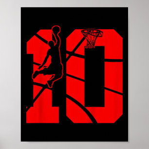 Poster Enfants 10 ans 10e anniversaire de basket-ballLa