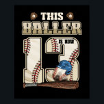 Poster Enfants 13e anniversaire Baseball Boy Treize ans<br><div class="desc">Awesome tee Ideas Personnes nées en 2009 Retro Vintage Classic Old School 13th Awesome tee Ideas for Men Women. 13 ans, super anniversaire vintage. Décorations d'anniversaire complètes.Votre fête d'anniversaire sera drôle, génial, épique et légendaire</div>