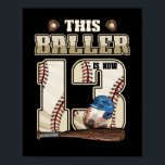 Poster Enfants 13e anniversaire Baseball Boy Treize ans<br><div class="desc">Awesome tee Ideas Personnes nées en 2009 Retro Vintage Classic Old School 13th Awesome tee Ideas for Men Women. 13 ans,  super anniversaire vintage. Décorations d'anniversaire complètes.Votre fête d'anniversaire sera drôle,  génial,  épique et légendaire</div>
