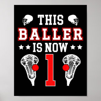 Poster Enfants 1er Anniversaire Lacrosse Un An Vieux Lacr