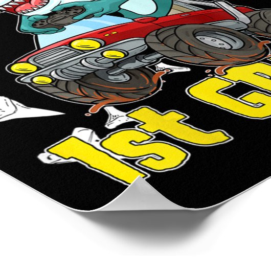 Poster Enfants 1re année camion monstre dinosaure Mégalod (Coin)