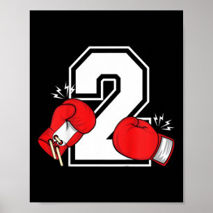 Poster Enfants 2e anniversaire Boy Boy 2 ans Boxer Annive
