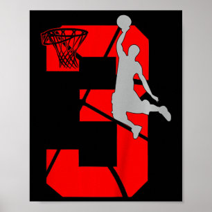 Poster Enfants 3 ans 3ème Basketball Anniversaire FêteThè