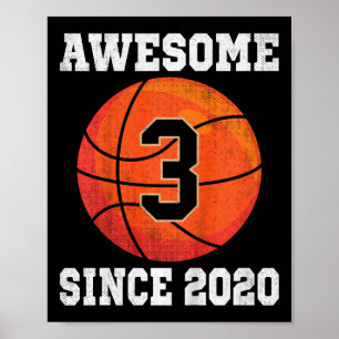 Poster Enfants 3e anniversaire de basket-ball Lover 3 ans
