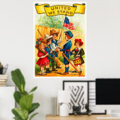 Poster Enfants 4 juillet vintages avec drapeau (Bureau à domicile)