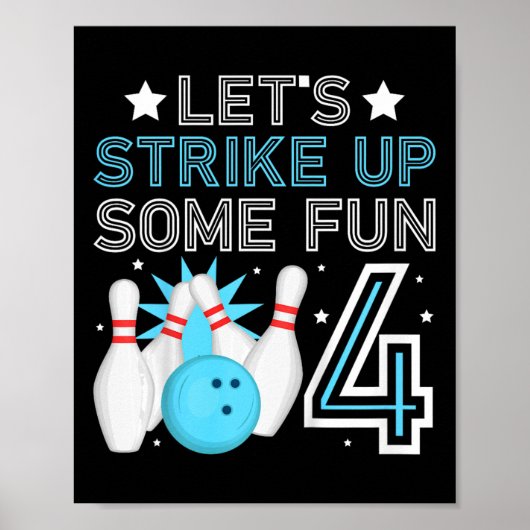 Poster Enfants 4e anniversaire de la fête Bowling Boy 4 a (Devant)