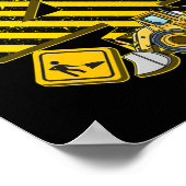 Poster Enfants 4e anniversaire Digger I 4 ans Constructeu (Coin)