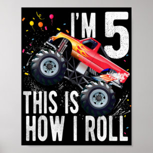 Poster Enfants 5 ans 5e anniversaire Garçon Monster Camio