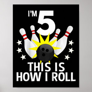 Poster Enfants 5 ans Bowling Birthday Party Shirt Comment