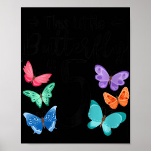 Poster Enfants 5 ans Papillon Anniversaire Filles 5ème Fi