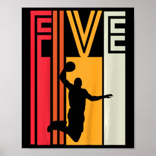 Poster Enfants 5Anniversaire Bysketbyll Lover Cadeau 5 an