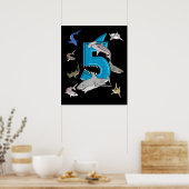 Poster Enfants 5e anniversaire garçons requin blanc requi (Cuisine)