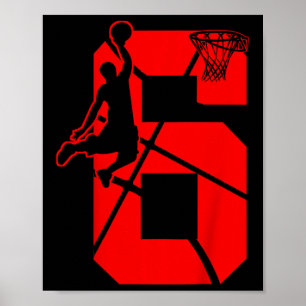 Poster Enfants 6 ans 6ème Basketball Anniversaire FêteThè