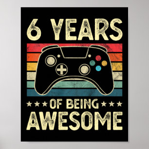 Poster Enfants 6 ans Awesome Vidéo Jeu 6e anniversaire B