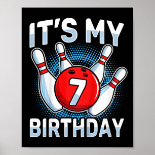 Poster Enfants 7 Ans Bowling 7ème Anniversaire Garçons G