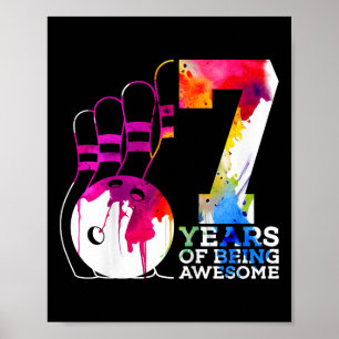 Poster Enfants 7 ans d'être génial Bowling 7e anniversair
