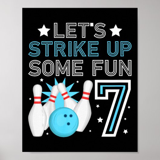 Poster Enfants 7e anniversaire de la fête Bowling Boy 7 a (Devant)