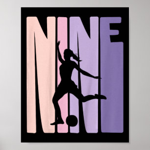 Poster Enfants 9 ans Football Girls Cadeau 9e anniversair