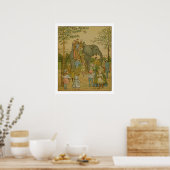 Poster Enfants à cheval sur l'éléphant (litho) (Cuisine)