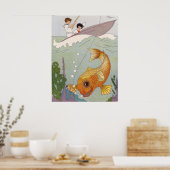 Poster Enfants Attirés Par Un Poisson Pendant La Pêche - (Cuisine)