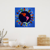 Poster Enfants autour du monde toile Imprimer : (Cuisine)