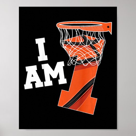 Poster Enfants Basketball 1er Anniversaire Garçon Un An B (Devant)