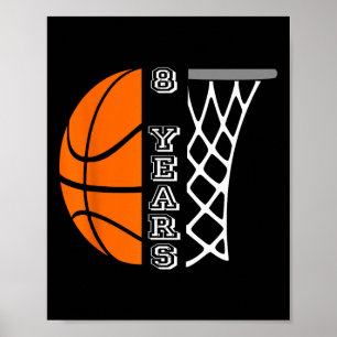 Poster Enfants Basketball Anniversaire Pour Garçons 8 Ans