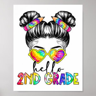 Poster Enfants Bonjour 2e année Messy Bun Ck À l'école