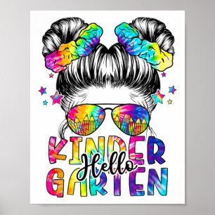 Poster Enfants Bonjour jardin d'enfants Messy Cheveux Bun