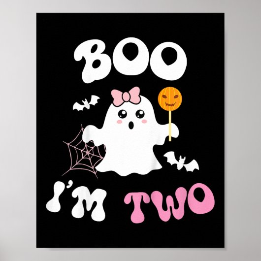 Poster Enfants Boo I'm Two Ghost Second 2nd Birthday Supe (Devant)