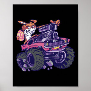 Poster Enfants Bunny Happy Pâques Monster Truck Amateurs