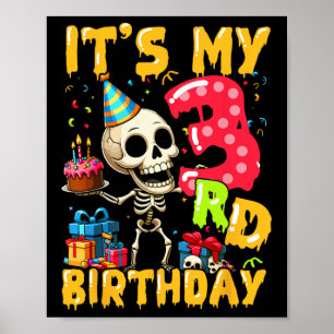 Poster Enfants C'est ma 3e fête d'anniversaire Halloween